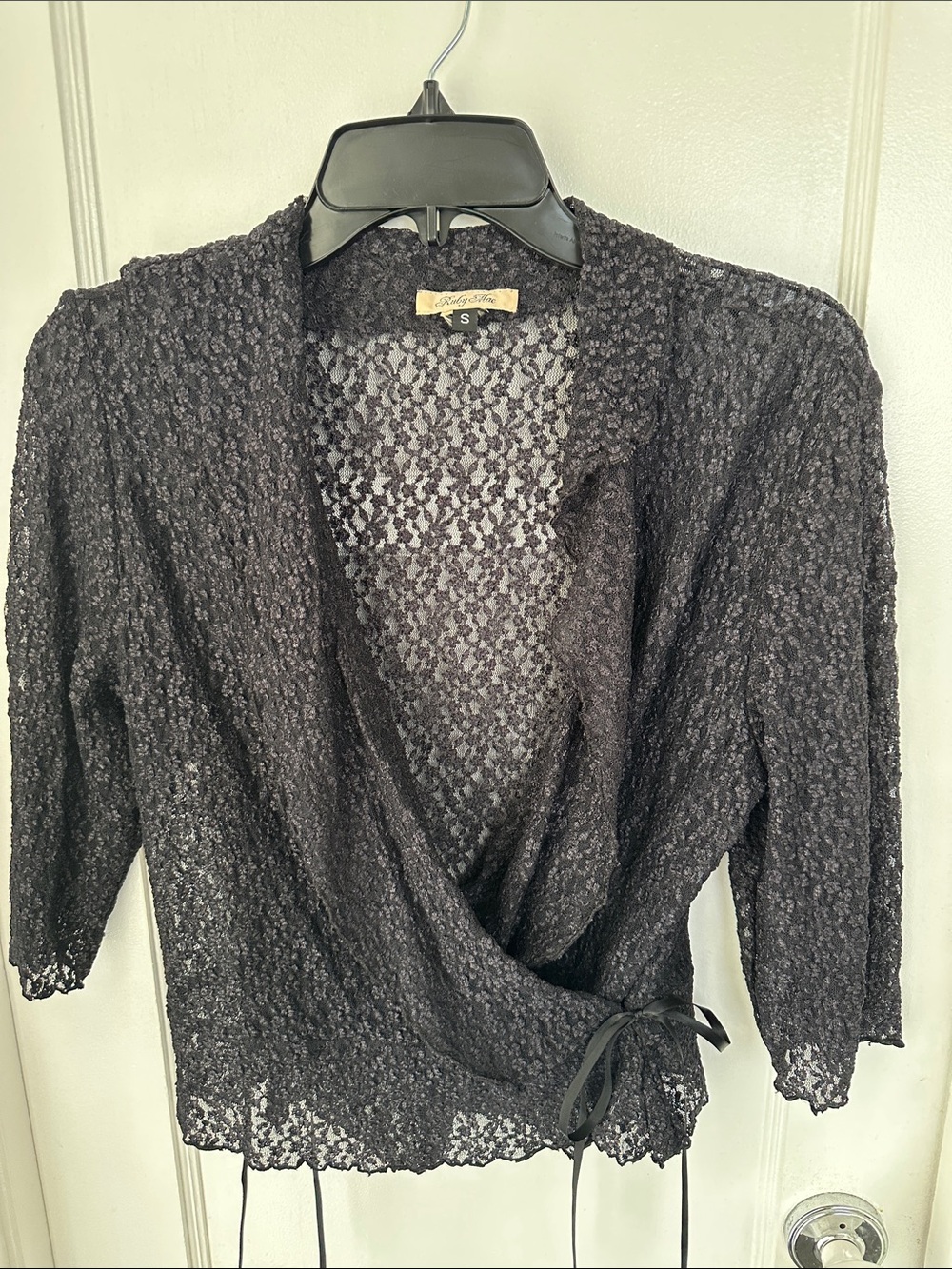Ruby Mae Lace Wrap Top Black Size Small